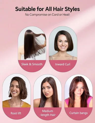 Miniatura 3 de LANDOT Mini cepillo alisador de cabello – Cepillo alisador iónico portátil para cabello corto a mediano, calor rápido de 30 segundos, peine caliente