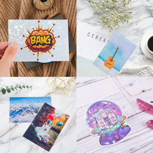 Miniatura 5 de Nihuecne 24 hojas de papel adhesivo de vinilo imprimible tamaño A4 (8.25 x 11.7 pulgadas), papel adhesivo holográfico brillante, autoadhesivo