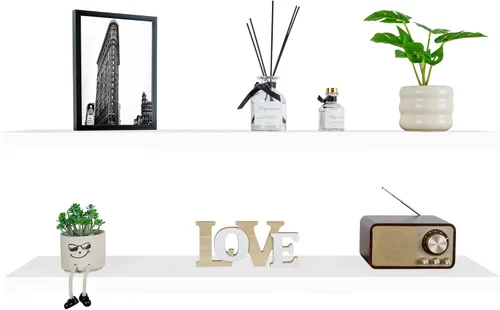 Miniatura 9 de BGMG Estantes flotantes de madera de 12 pulgadas, estantes flotantes negros, estantes de pared de madera maciza para baño, sala de estar