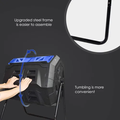 Miniatura 3 de SQUEEZE master Contenedor grande de compost, giratorio para jardín al aire libre con termómetro, medición automática de temperatura, marco de acero