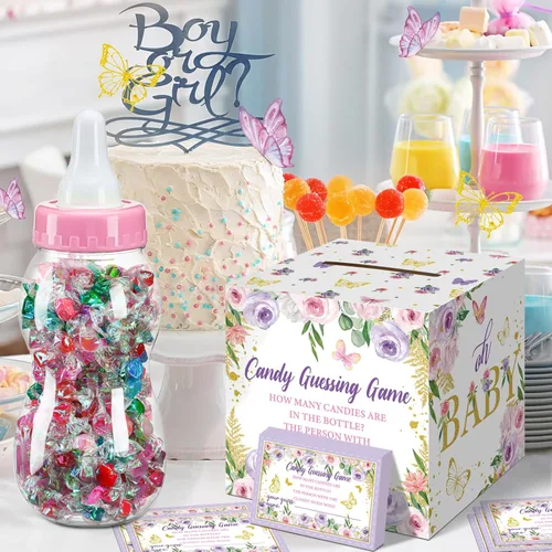 Miniatura 4 de Glenmal Juego de 52 piezas de regalo para juegos de baby shower, biberón grande para juego de ducha, adivina cuántos caramelos, decoraciones