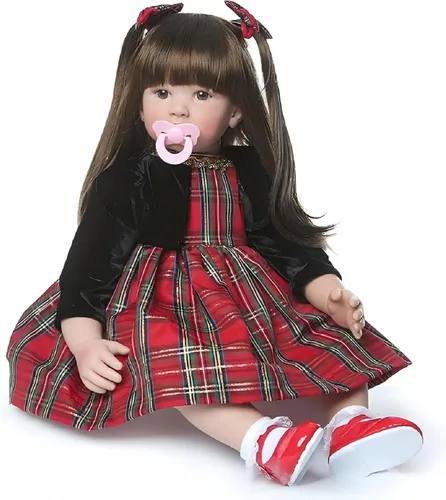 Miniatura 9 de iCradle Muñeca de bebé Reborn de 24 pulgadas y 23.6 in de cuerpo suave de vinilo realista muñeca de bebé princesa de pelo largo realista muñeca bebé