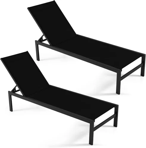 Miniatura 16 de Giantex Tumbona para patio, silla para tomar el sol al aire libre, tumbona reclinable con 6 posiciones ajustables, marco de aluminio, sillas