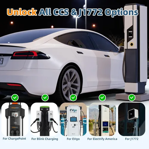 Miniatura 6 de 2025 Adaptador Supercargador Tesla Pro 2-en-1 CCS1 y J1772 a NACS 250kW de Carga Ultra Rápida Compatible con Todos los Modelos Tesla (Y/3/S/X)