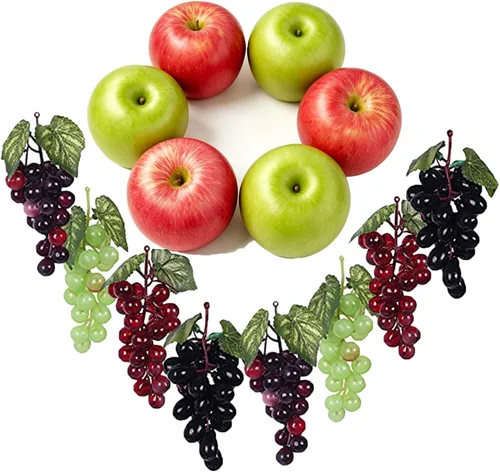 Miniatura 18 de 5 racimos de uvas falsas de goma, paquetes de uva falsa para el hogar, casa, cocina, fiesta, boda, fotografía, decoración, color negro