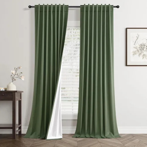 Miniatura 32 de Cortinas Opacas de Lino Beige Blanco de 84 Pulgadas de Largo, Juego de 2 Paneles para Sala de Estar y Dormitorio, Térmicas con Reducción de Ruido