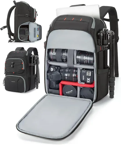 Miniatura 8 de BAGSMART Bolsa enrollable para cámaras DSLR, mochilas para cámaras profesionales grandes para fotógrafos viajeros, estuche enrollable fotográfico