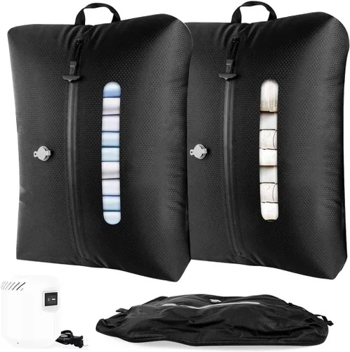 Miniatura 8 de AIDONS Bolsas de viaje al vacío con bomba – Bolsas de compresión al vacío reutilizables, nailon reforzado 420D, resistentes a desgarros