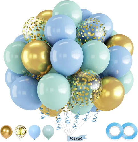 Miniatura 9 de Juego de Globos de Juego Azul y Negro, 60 Piezas, 12 Pulgadas de Azul Claro y Azul Oscuro para Decoraciones de Fiesta de Videojuego, Fiesta