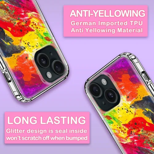 Miniatura 7 de Funda transparente antiamarillamiento para iPhone 15, 6.1 pulgadas, protección contra caídas de grado militar de 6.6 pies, delgada a prueba