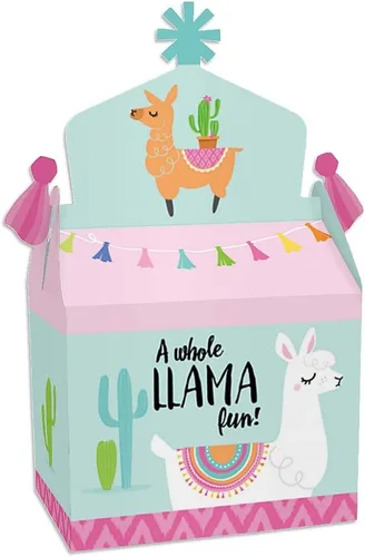 Big Dot of Happiness Whole Llama Fun – Caja de regalo para fiestas – Fiesta de llamas, baby shower o fiesta de cumpleaños, cajas de golosinas –