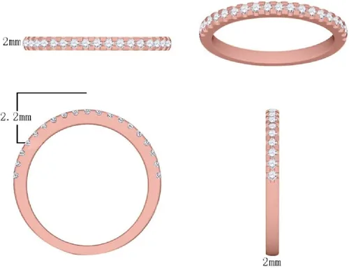 Miniatura 5 de MauliJewels Alianza de boda antigua con diamantes redondos de 0.25 quilates para mujer, oro macizo de 14 quilates