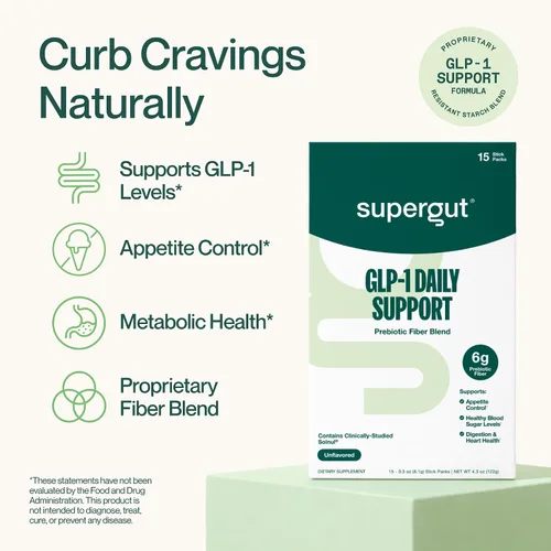 Miniatura 2 de Supergut GLP1 Daily Support - Suplemento en polvo de GLP-1 de alta fibra para mujeres y hombres, mezcla de bebida sin azúcar para la salud