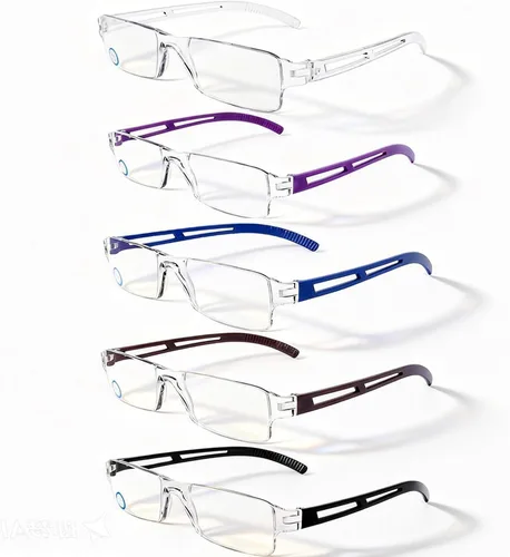 Miniatura 5 de AQWANO 5 Pack Rimless Reading Glasses Women Men Blue Light Block, Lightweight Clear Frames Computer Readers Anti Glare