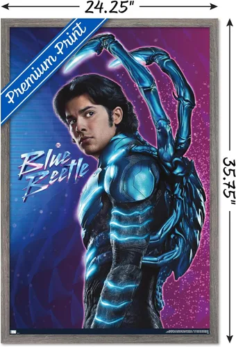 Miniatura 3 de Trends International DC Comics Movie Blue Beetle - Póster de pared de Jaime Reyes, 34 pulgadas de largo x 22.4 pulgadas, versión enmarcada en madera