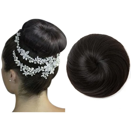 Miniatura 28 de Moño de bailarina, pieza sintética para recoger el cabello, moño de extensión de cabello Q3 de Sarla Negro azabache