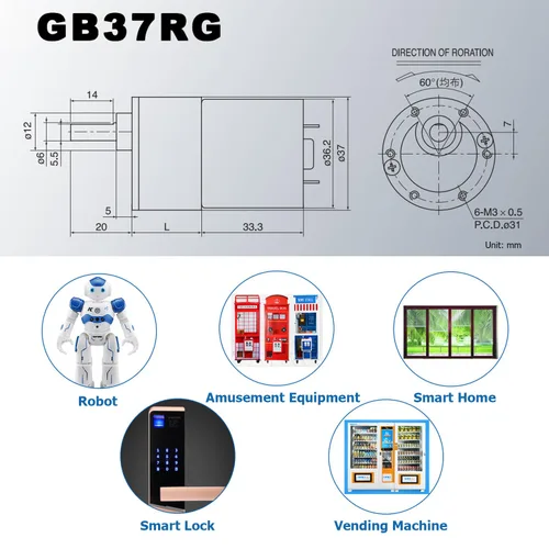 Miniatura 2 de Motor de engranajes DC de 12V y 10RPM, motor eléctrico de alta torsión con reducción de velocidad micro, eje excéntrico de salida de 37mm