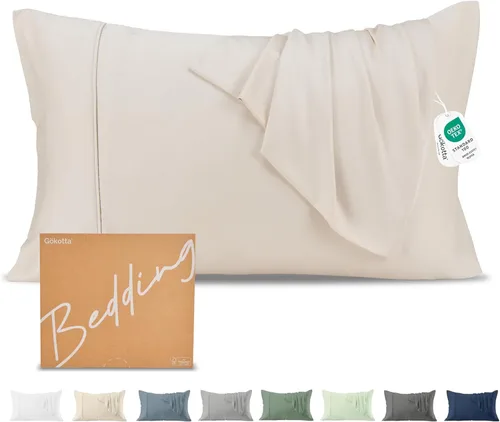 Miniatura 9 de GOKOTTA Juego de 2 fundas de almohada suaves tamaño King, lujosas fundas de almohada refrescantes de seda para durmientes calientes, 100% rayón Gris