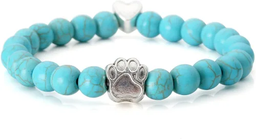 Miniatura 5 de JOVIVI Pulseras ajustables de cuentas de cristal de piedra volcánica con poder curativo y dije de huella de perro