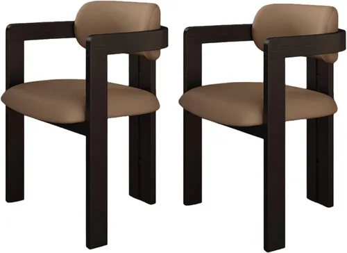 Miniatura 16 de Juego de sillas de comedor de madera, sillas de comedor modernas, silla de cocina tapizada, silla auxiliar de granja con brazos, para sala de estar