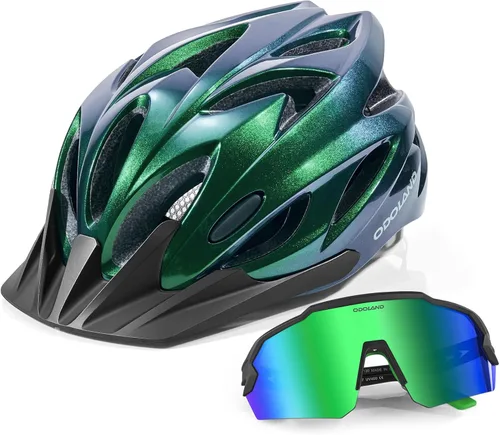 Miniatura 9 de Odoland Conjunto de casco de bicicleta para adultos y lentes de sol de ciclismo para hombres y mujeres, casco de bicicleta certificado de seguridad