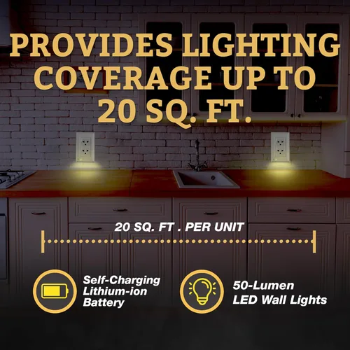 Miniatura 5 de Cubierta de toma de corriente iluminada, luz nocturna LED opcional, cubierta de toma de pared y alumbrado de respaldo para fallas de energía, Dúplex