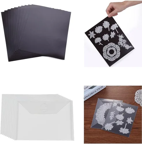 Miniatura 2 de Paquete de 10 bolsillos de almacenamiento de plástico transparente resistentes y 10 hojas magnéticas de goma suave para troqueles de corte, 20