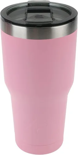 Miniatura 5 de Doble pared aislada al vacío, vaso de acero inoxidable con tapa de bloqueo, recubrimiento en polvo duradero, bebida fría y bebidas calientes, rosa