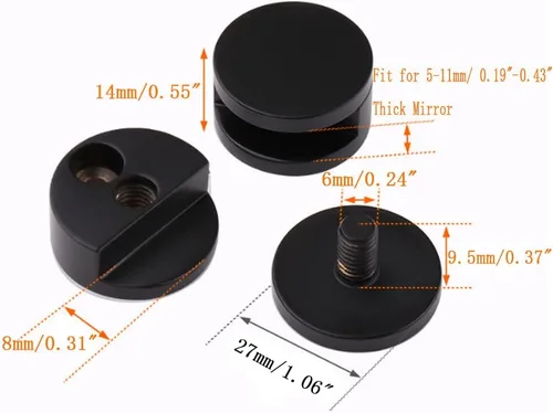 Miniatura 2 de 8 clips de montaje de espejo, clips de espejo, soportes de espejo de aluminio espacial para paredes, montaje fijo, 0.197-0.433 in de grosor