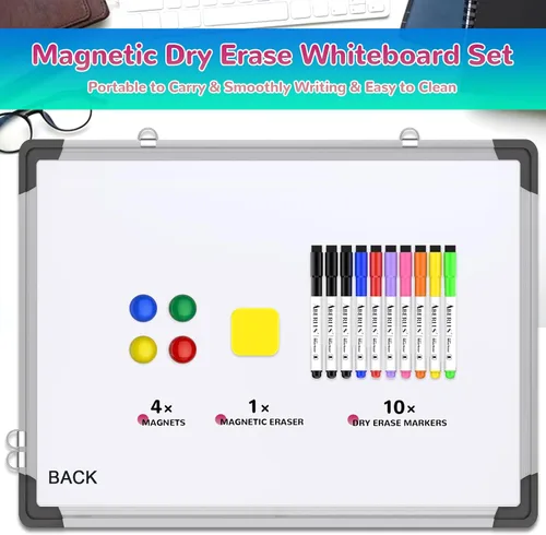 Miniatura 2 de Pizarra blanca de calendario mensual para pared, 24 x 18 pulgadas, pizarra de borrado en seco con tablero de corcho, pizarra blanca magnética, Blanco
