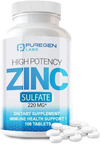 Zinc 220mg [Alta Potencia] Suplemento – Sulfato de Zinc para Sistema de Apoyo Inmunológico 100 Tabletas
