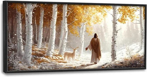 Miniatura 99 de Cuadros Grandes Enmarcados Arte de Pared para Sala de Estar, Lobos del Bosque Decoración de Pared de Gran Tamaño Lobo Animal Impresión en Lienzo