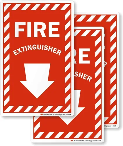 SmartSign Etiqueta para extintor de incendios con flecha hacia abajo | 4 x 6 pulgadas 3M reflectante de grado de ingeniero, paquete de 3, fabricado