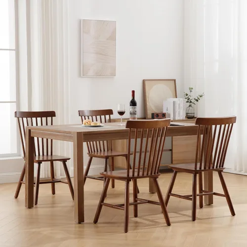 Miniatura 12 de LZAREAL Juego de 4 sillas de comedor de madera estilo granja, sillas de cocina modernas de mediados de siglo, sillas de comedor francesas Windsor