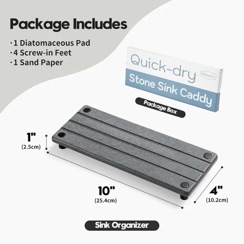 Miniatura 6 de Organizador de Fregadero de Cocina, Bandeja de Piedra Absorbente de Agua para Fregadero, Bandeja de Encimera de Baño de Diatomita, Protector