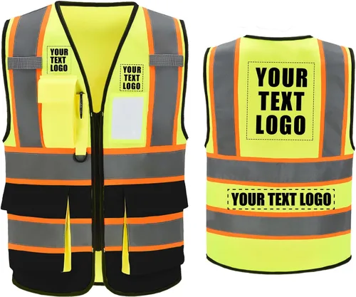 Miniatura 7 de AYKRM Chaleco de Seguridad de Construcción Personalizado con Logotipo Impreso de Alta Visibilidad Reflectante de 2 Tonos