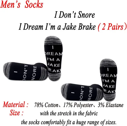 Miniatura 2 de JXGZSO 2 pares de calcetines de camionero de regalo para camión volquete I Don't Snore I Dream I'm a Jake Brake Socks regalo para semi conductor