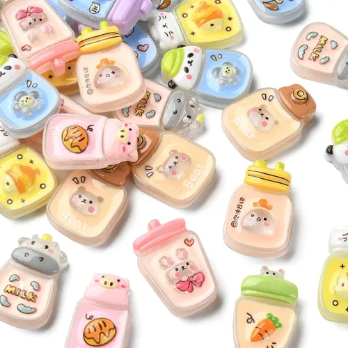 LiQunSweet 50 unidades de taza de agua con forma de taza de agua, vaca, zanahoria, conejo, mono, cerdo, panda, gato, pollito, oso, cuentas de