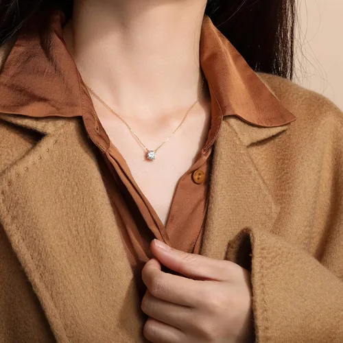 Miniatura 5 de S.Leaf - Collar con colgante de plata de ley con circonia cúbica y solitario, para mujer