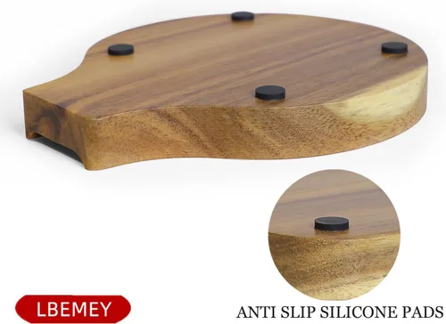 Miniatura 4 de LBEMEY Soporte para cucharas de madera de acacia para estufa, soporte redondo liso para cuchara de madera para encimera de cocina con pies de Marrón