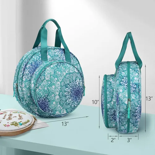 Miniatura 6 de FINPAC Bolsa para proyectos de bordado, suministros de bordado con múltiples bolsillos para hilo dental, aros, hilo, kit de herramientas de costura