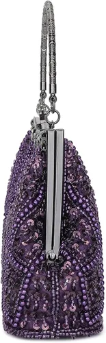 Miniatura 8 de Bolso de mano de Selighting, con cuentas, estilo de los años 1920, para mujer, formal, para novia, de boda, de graduación, elegante, para fiesta
