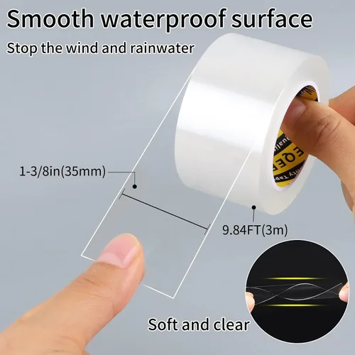 Miniatura 2 de Cinta de sellado de ventana para invierno transparente, 1-3/8 pulgadas x 9.84 pies, cinta aislante de sellado para ventanas y puertas, sellador