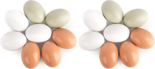 Miniatura 9 de LovesTown Huevos de Pascua de madera, 8 unidades, huevos de madera de 3 colores para manualidades, anidación de pollo, juguete de comida teñible
