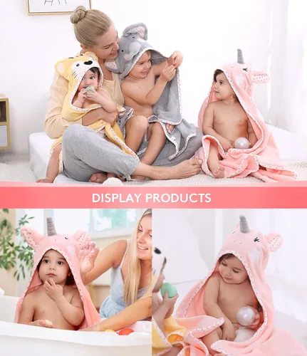 Miniatura 6 de TBEZY Toalla con capucha para niños, 100% algodón, ultra suave, con diseño único de animales, grande para bebés de 3 a 10 años (unicornio)