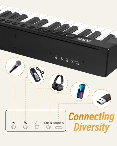 Miniatura 5 de KONIX Piano digital de 88 teclas, tamaño completo, juego de teclado electrónico semipesado con soporte, altavoces integrados, pedal