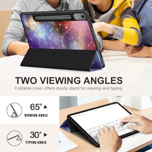 Miniatura 4 de Funda para Lenovo Tab P12 de 12.7 pulgadas 2023 TB-370FU, carcasa trasera de TPU suave delgada inteligente con cubierta de soporte multiángulo