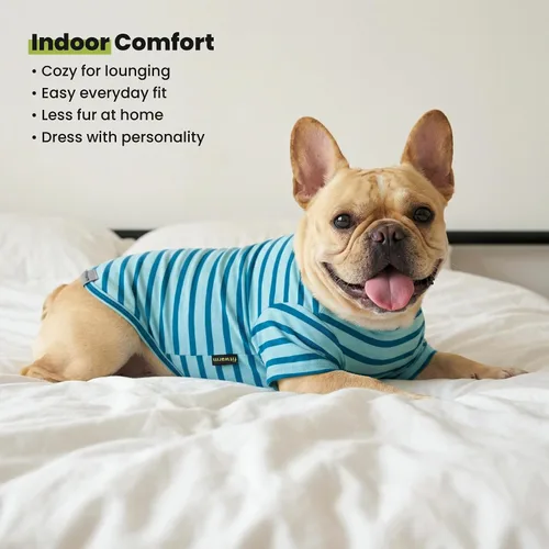 Miniatura 7 de Fitwarm - Paquete de 3 camisas con bloques de color a rayas para perros, ropa de verano para perros pequeños, camiseta ligera y transpirable