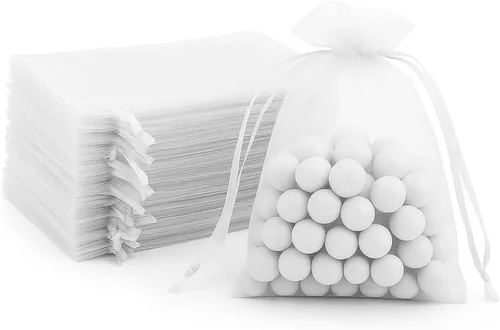 Miniatura 9 de 100 bolsas de organza transparentes con cordón para joyas, recuerdos de boda, suministros de fiesta, dulces, perfumes, cosméticos, eventos Amarillo