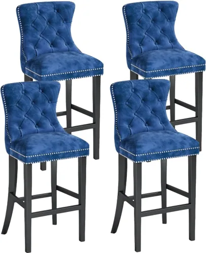 Miniatura 13 de Recaceik Juego de 2 taburetes de bar de altura de mostrador, modernos taburetes de bar de terciopelo con respaldo, taburetes de bar tapizados de 27